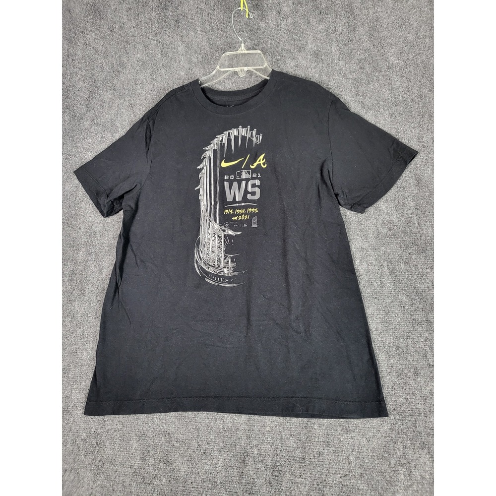 Nike Atlanta Braves World Series T-Shirt MLB Baseball Black Men Sz‎ M Athleisure
